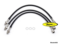Stålflettet bremseslange (tredelt), dobbelt skivebremse, BMW R45 R65, 78-08 / 81, til højt styr, stålfletning ikke dækket
