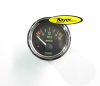 Originele BMW voltmeter, groene cijfers, verchroomde flensring, gereviseerd, BMW R2V boxermodellen