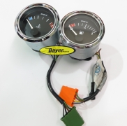 Original BMW petrol gauge and Temperature Gauge, overhauled, Special version with chrome rings,  BMW K-models